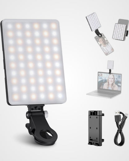 NEEWER Basic Clip-On Selfie Light LED Rechargeable Fill Light for Smartphones, Laptops & Video Calls | Adjustable Brightness & Color Temperature